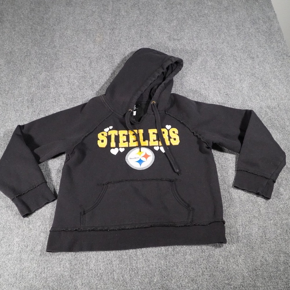 Womens Pittsburgh Steelers Black Hoodie Size M NFL Team Apparel Hearts